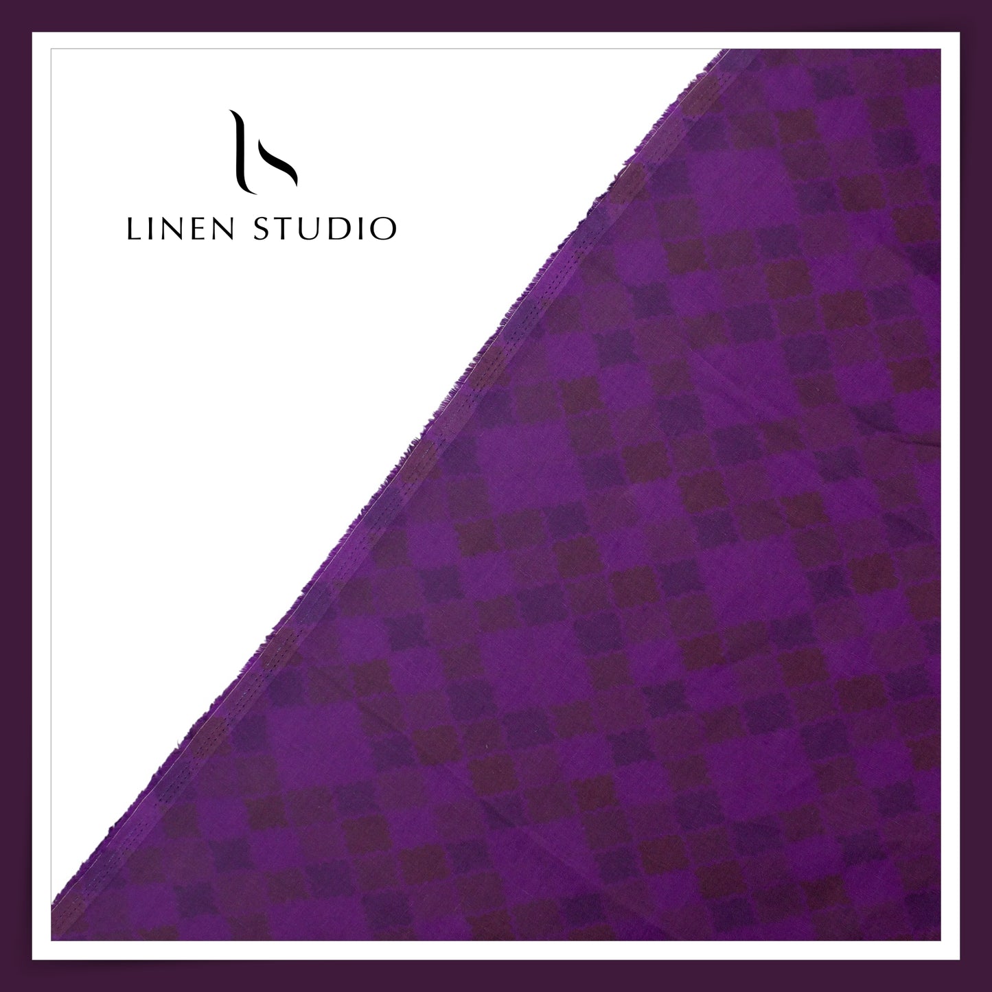 100% Pure Linen Digitally Printed by LINEN STUDIO - Jamuni Blocks (NEW) (ZOOM IN)