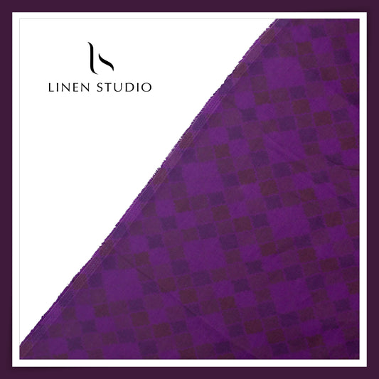 100% Pure Linen Digitally Printed by LINEN STUDIO - Jamuni Blocks (NEW) (ZOOM IN)