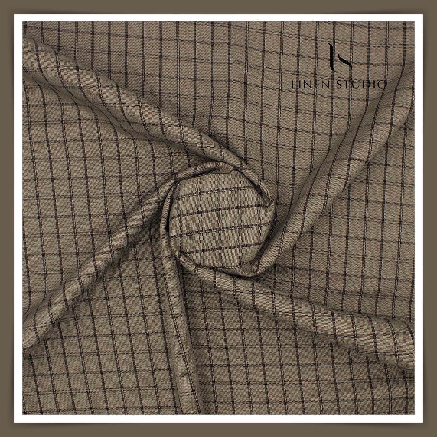 Morarjee 2 Ply Giza Cotton Suiting with Lycra - Classic Dark Checks