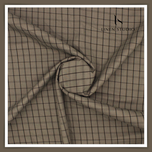 Morarjee 2 Ply Giza Cotton Suiting with Lycra - Classic Dark Checks