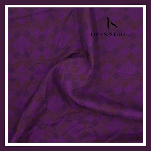 100% Pure Linen Digitally Printed by LINEN STUDIO - Jamuni Blocks (NEW) (ZOOM IN)