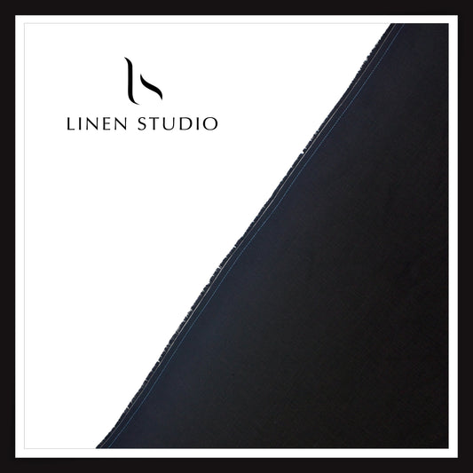 Linen Club 60 Lea Pure Linen Shirting W/O SEL - Deep Black (45% SALE) (NEW)