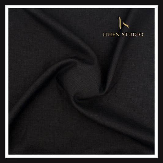 Linen Club 60 Lea Pure Linen Shirting W/O SEL - Deep Black (45% SALE) (NEW)