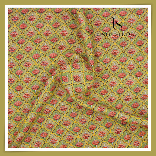 100% Pure Linen Digitally Printed by LINEN STUDIO - Textured Dobby Teer (NEW) (ZOOM IN)