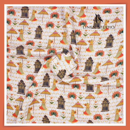 100% Pure Linen Digitally Printed by LINEN STUDIO - Kamaal Darwaza (NEW) (ZOOM IN)