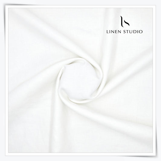Linen Club 60 Lea Pure Linen Shirting W/O SEL - Bright White (30% SALE) (NEW) (Fastest Selling)