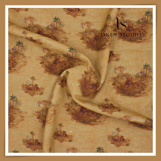 100% Pure Linen Digitally Printed by LINEN STUDIO - Jai and Veeru (NEW) (ZOOM IN)