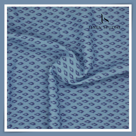 100% Pure Linen Digitally Printed by LINEN STUDIO - Neela Ikkat (NEW) (ZOOM IN)
