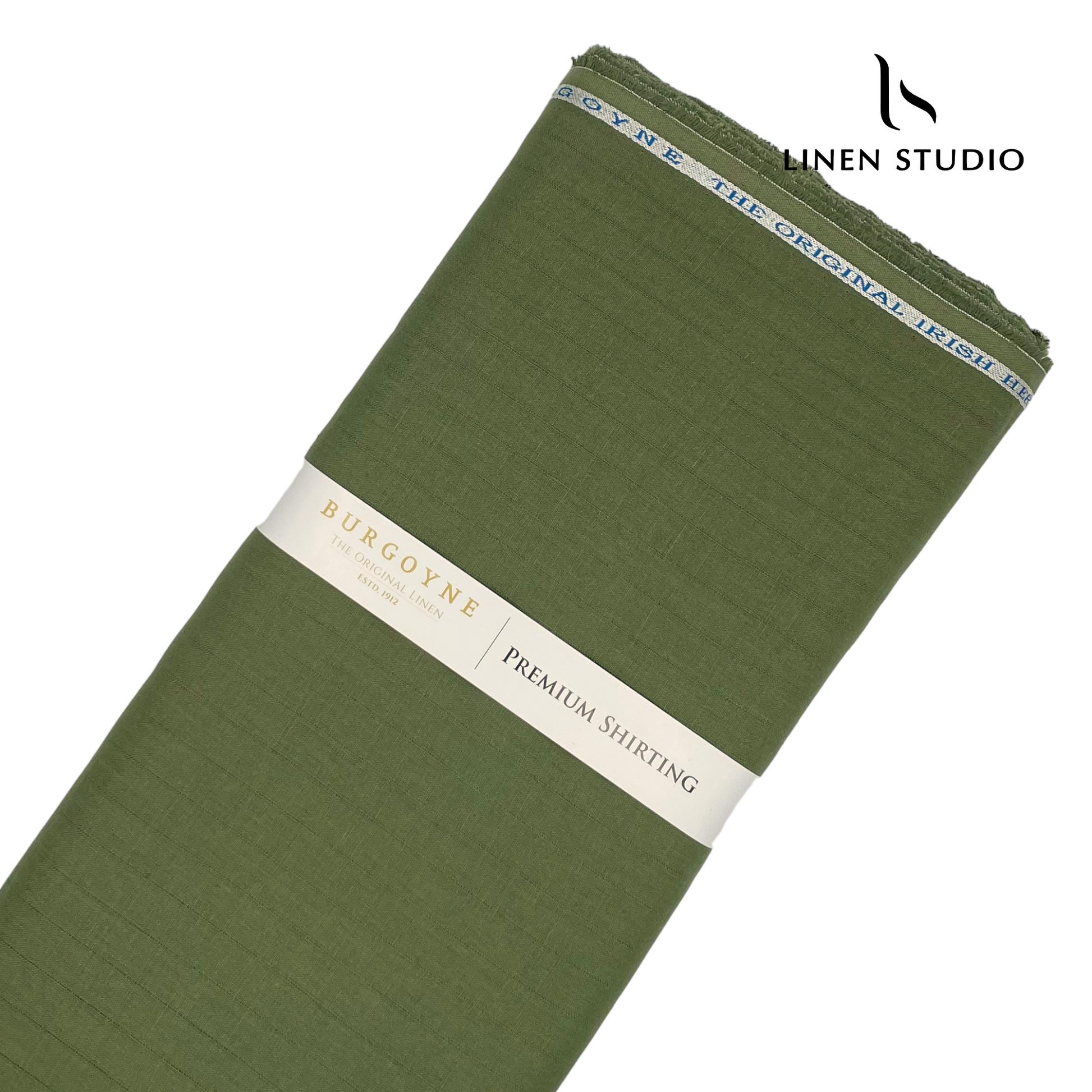 Forest Green Self Stripe - Pure Linen 70 Lea - Linen Studio