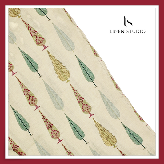 100% Pure Linen Digitally Printed by LINEN STUDIO - Kalamkari (NEW) (Exclusive)