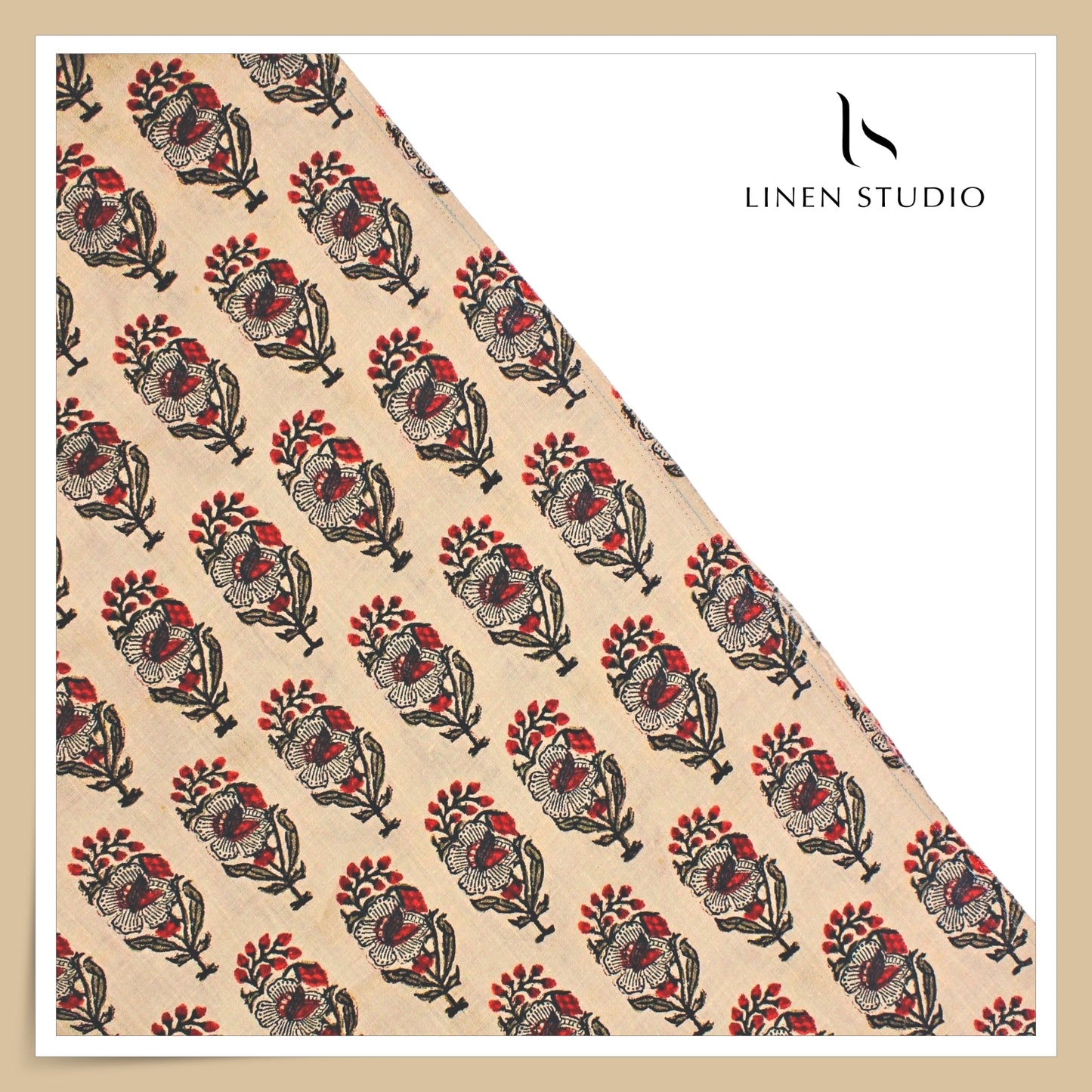 100% Pure Linen Digitally Printed by LINEN STUDIO - Hand Block (NEW) (Exclusive)