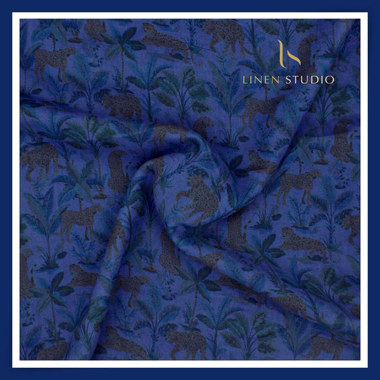 100% Pure Linen Digitally Printed by LINEN STUDIO - Bagheera (NEW) (ZOOM IN)