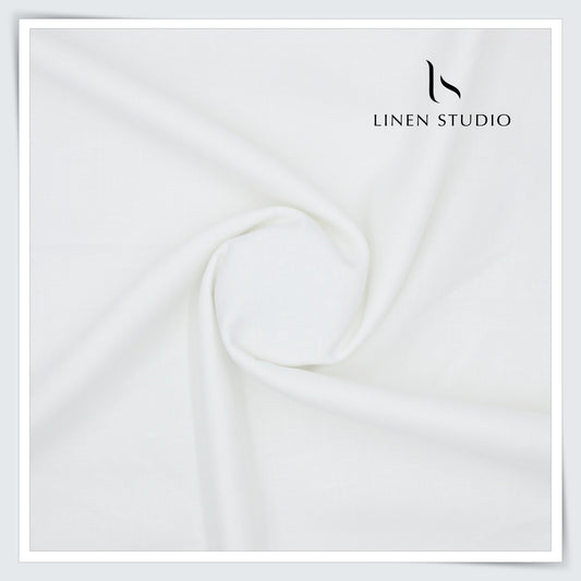 Linen Club 40 Lea Pure Linen Twill Suiting W/O SEL - Bright White (30% SALE) (NEW) (Limited Stock)