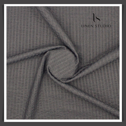 Cotton Blended Bubble Textured Shirting - Hurricane Grey (50% SALE)