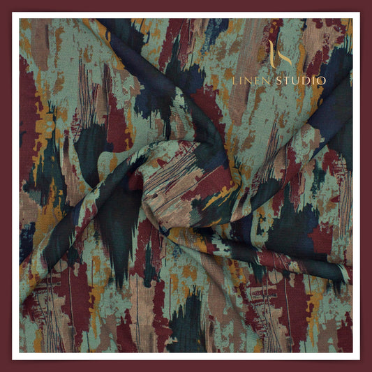 Cotton Blended Digital Printed Textured Shirting - Mirage Green (50% SALE)