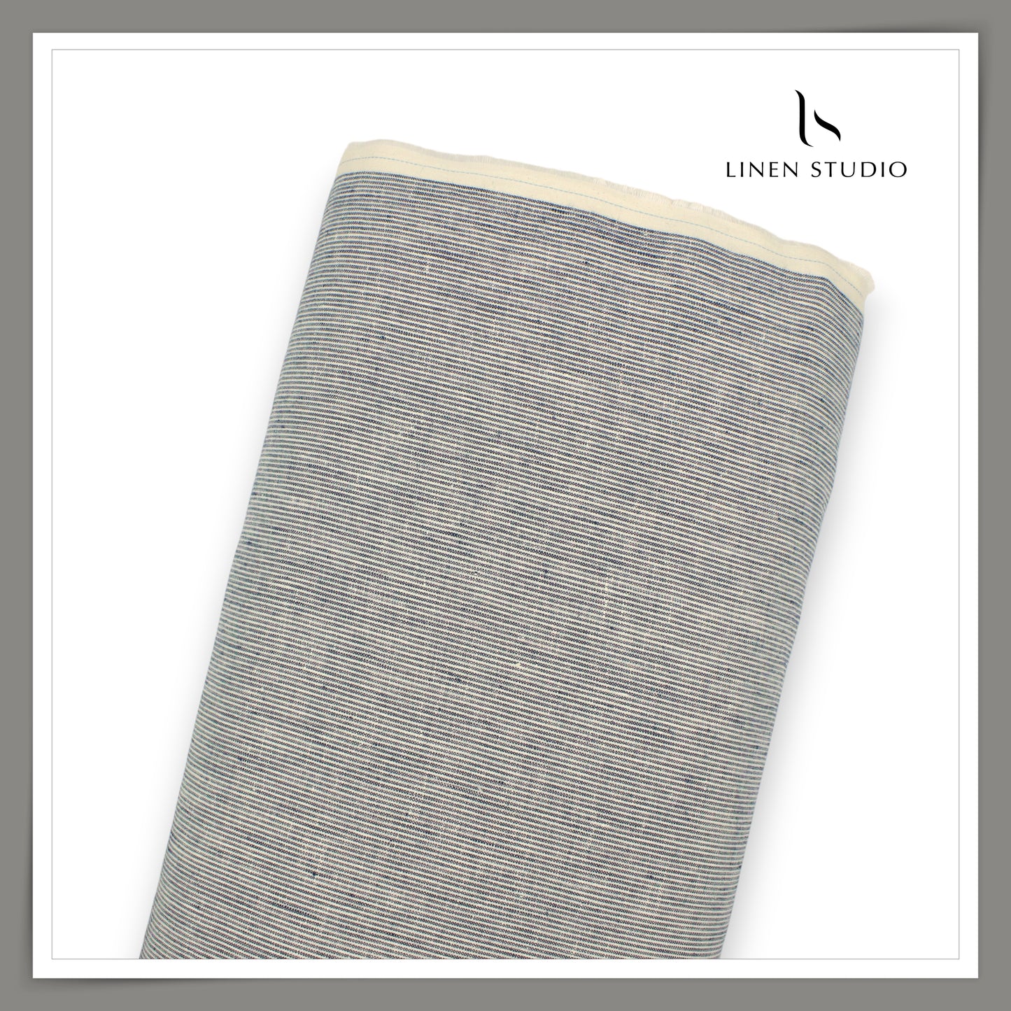 Linen Club 50 Lea Pure Linen Shirting W/O SEL - White with Black Stripes (50% SALE) (NEW)