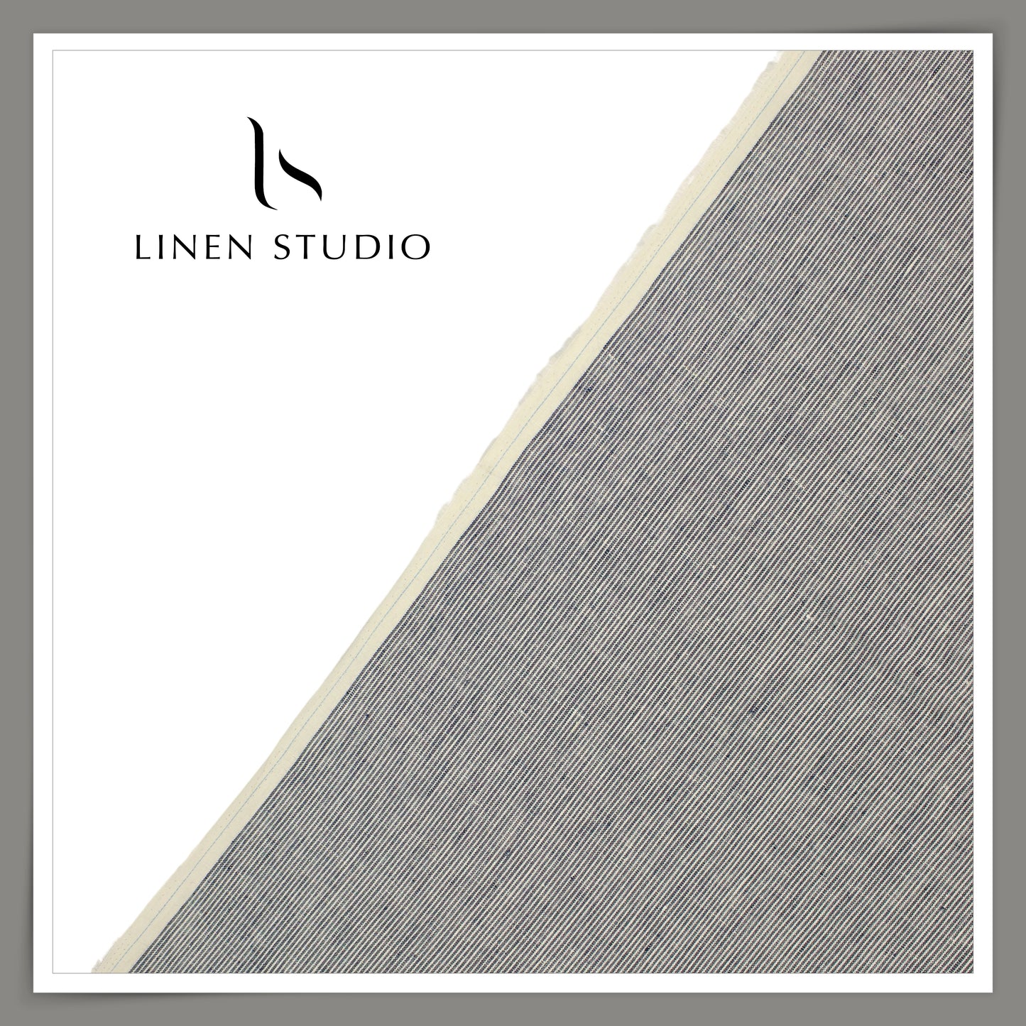 Linen Club 50 Lea Pure Linen Shirting W/O SEL - White with Black Stripes (50% SALE) (NEW)