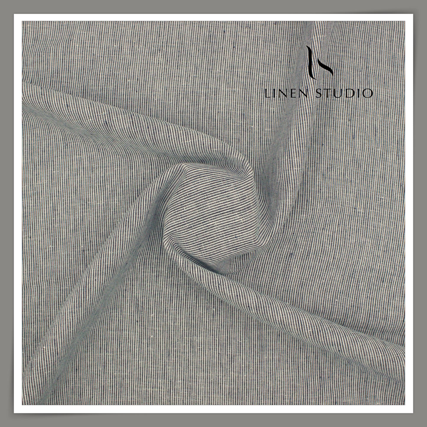 Linen Club 50 Lea Pure Linen Shirting W/O SEL - White with Black Stripes (50% SALE) (NEW)