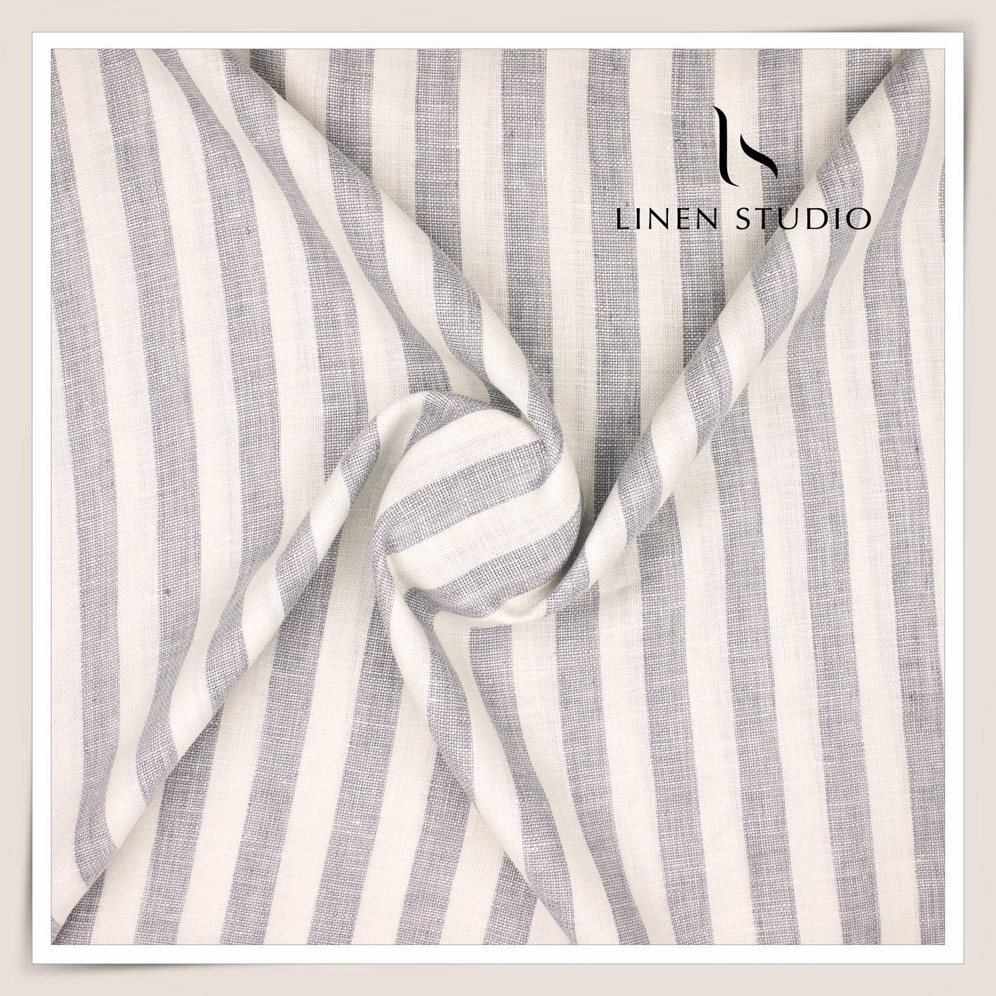 60 Lea Pure European Linen Netted Shirting - White & Grey (30% SALE) (NEW) (Zoom In)