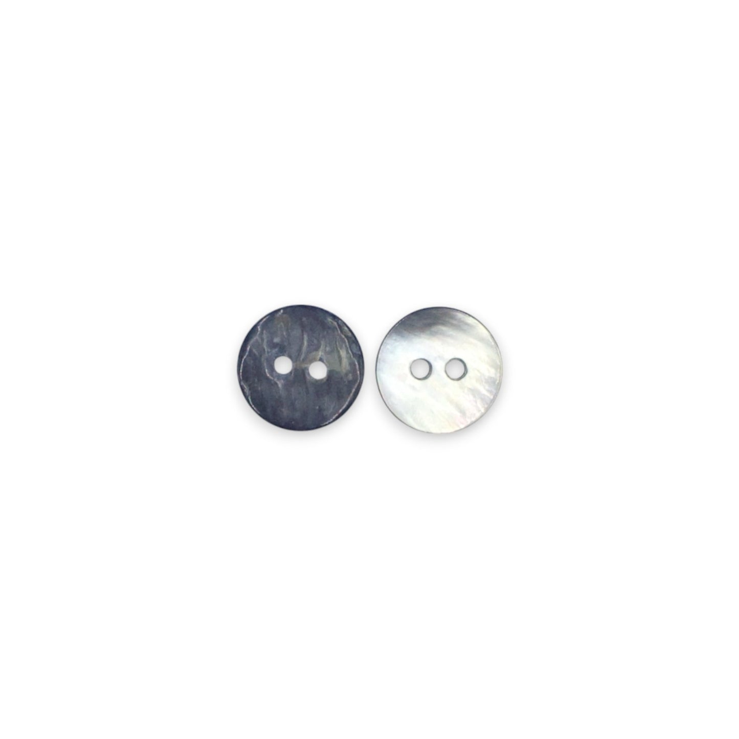 Round Rimless 2 Hole Mother Of Pearl Fancy Shirt Buttons With Grey Undertone