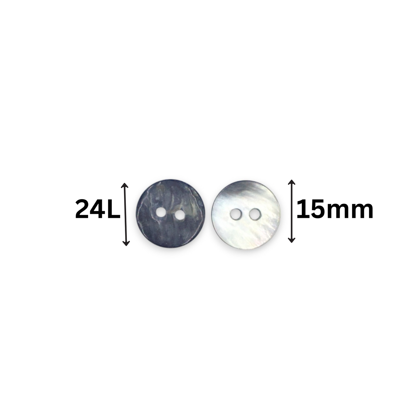 Round Rimless 2 Hole Mother Of Pearl Fancy Shirt Buttons With Grey Undertone