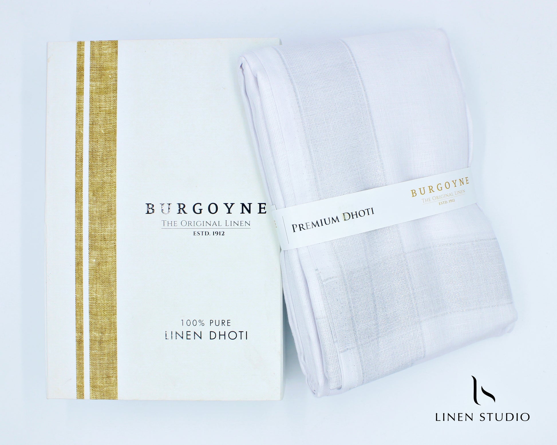 Silver Zari - Pure Linen Dhoti by Burgoyne - Linen Studio