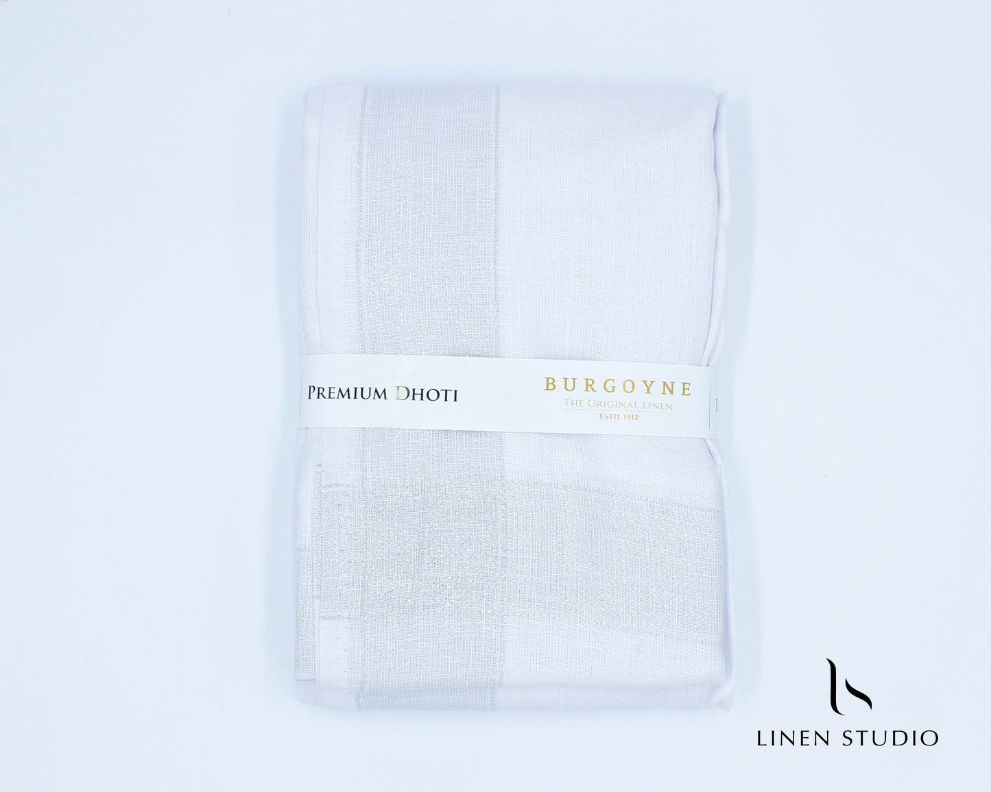 Silver Zari - Pure Linen Dhoti by Burgoyne - Linen Studio