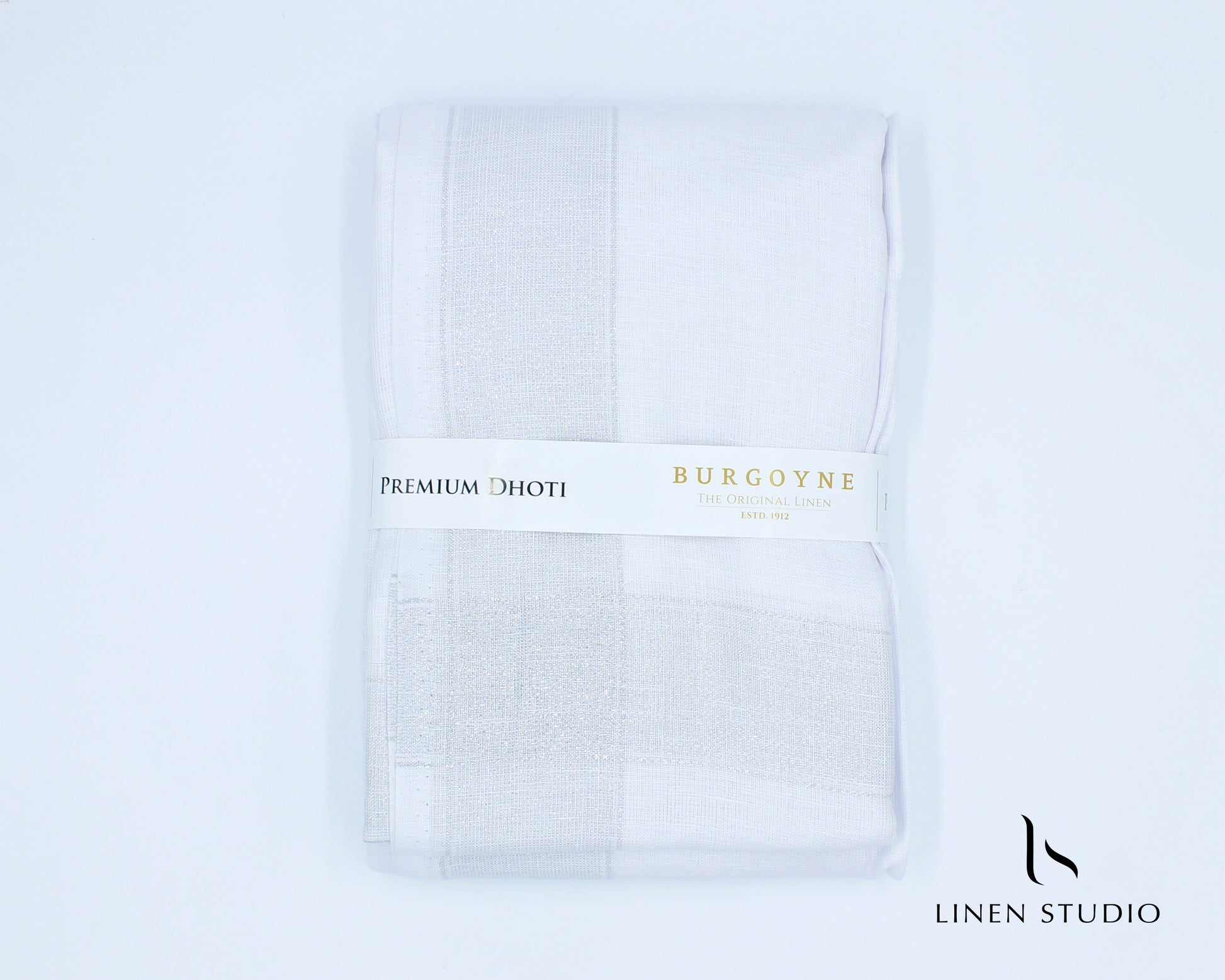 Silver Zari - Pure Linen Dhoti by Burgoyne - Linen Studio