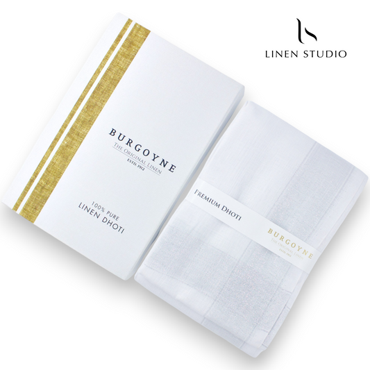 Silver Zari - Pure Linen Dhoti by Burgoyne - Linen Studio