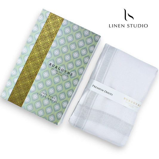 Silver Small - Pure Linen Dhoti by Burgoyne - Linen Studio