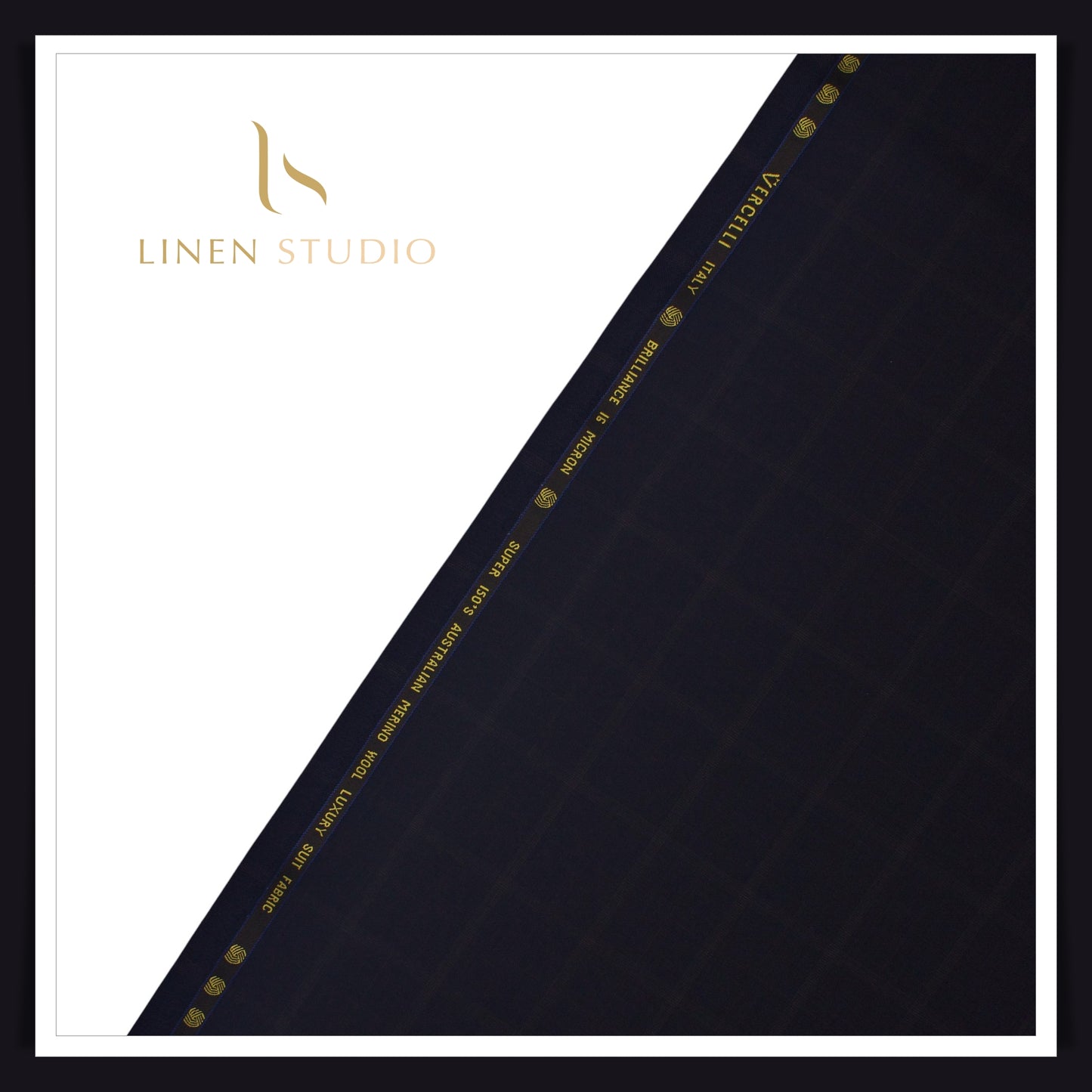 1.00 MTR SUITING END BIT -Super 150's Australian Merino Wool by Vercelli - Darkest Blue with Subtle Checks (FLAT RATE)