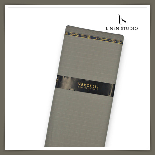 Vercelli Italy Harmony 130's 70% Australian Merino Wool Rich Suiting - Granite Grey Stripes (NEW)