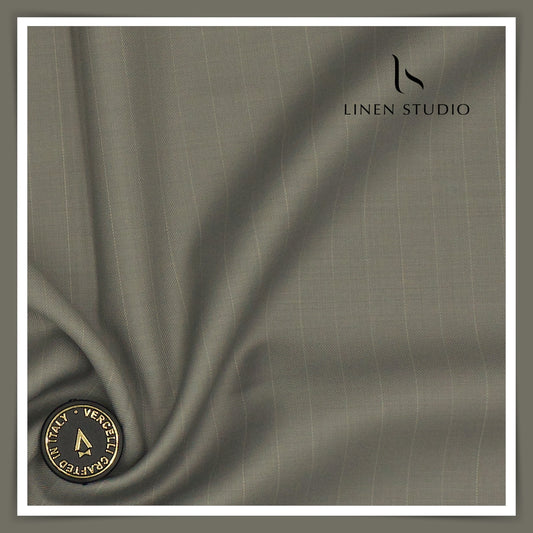 130's Australian Merino Wool by Vercelli - Granite Grey Stripes (NEW)